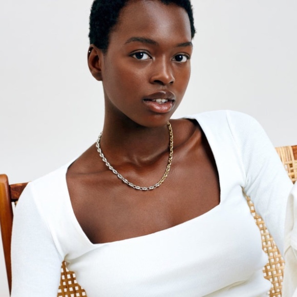 Petite Coffee Bead Necklace in Rose Gold + Gold Split NWT - Picture 4 of 6